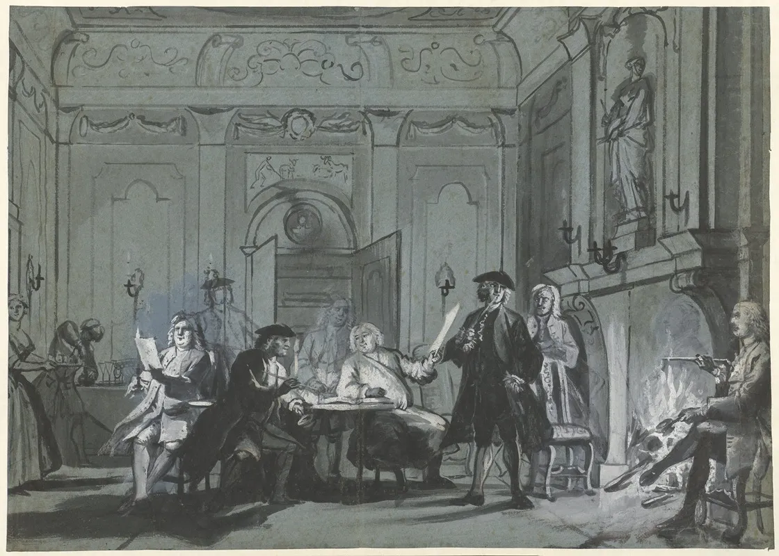 Samenkomst Met Kunstbeschouwing by Cornelis Troost - Canvas Print