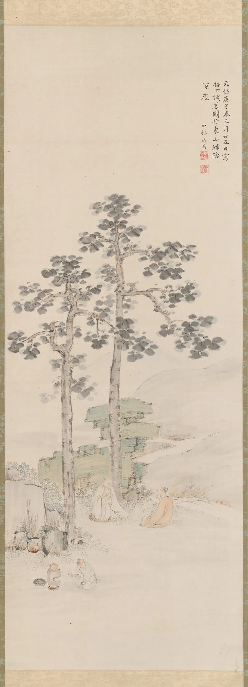 Sampling Tea Beneath The Wu Trees by Nakabayashi Chikutō - Canvas Print