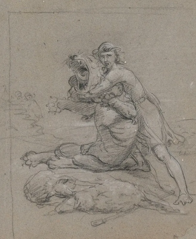 Samson Fights The Lion by Jean Antoine Verschaeren - Canvas Print