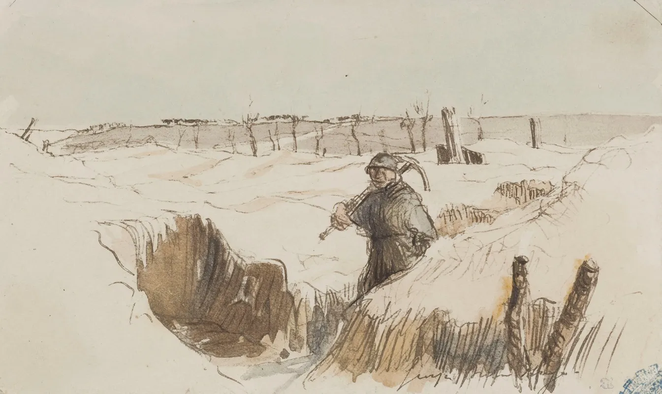 Sans Titre Poilu Marchant Dans Une Tranchee