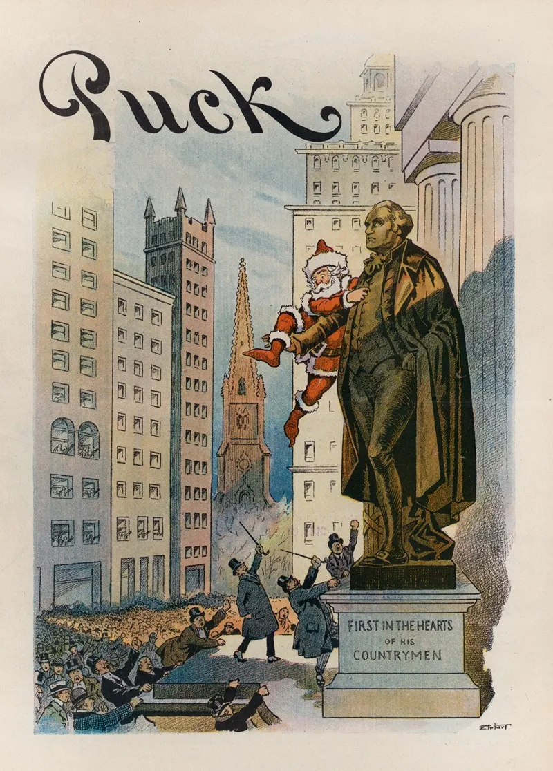 Santa Claus In Wall Street by Samuel Ehrhart - Canvas Print