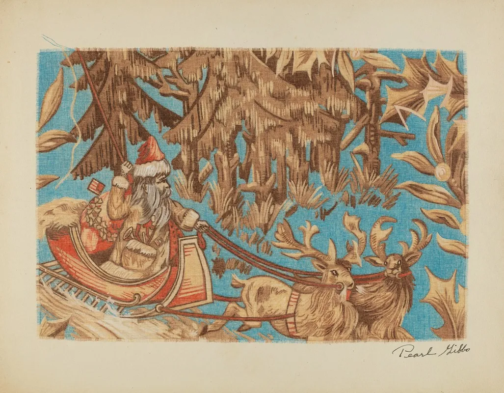 Santa Claus Tapestry by Pearl Gibbo - Canvas Print