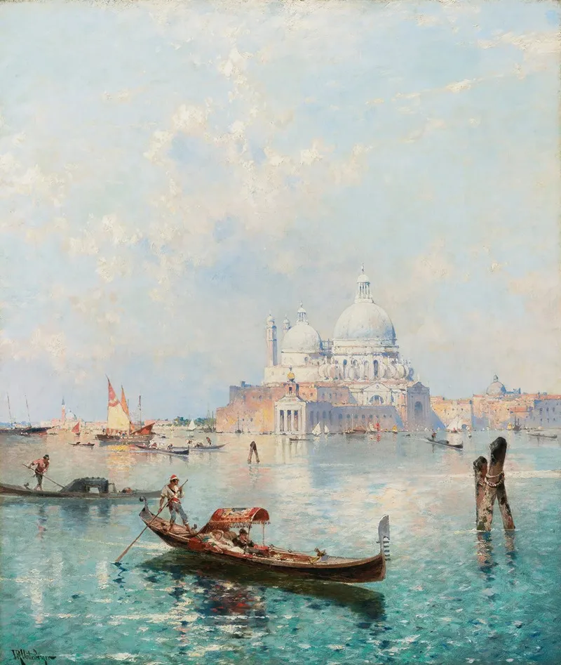 Santa Maria Della Salute On The Grand Canal by Franz Richard Unterberger - Canvas Print