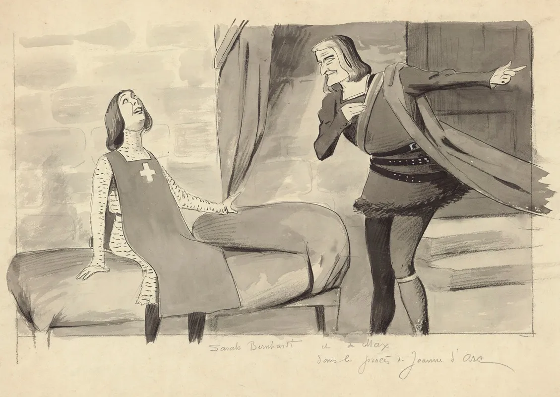 Sarah Bernhardt Et De Max Dans Le Proces De Jeanne Darc De Emile Moreau by Maurice Lourdey - Canvas Print