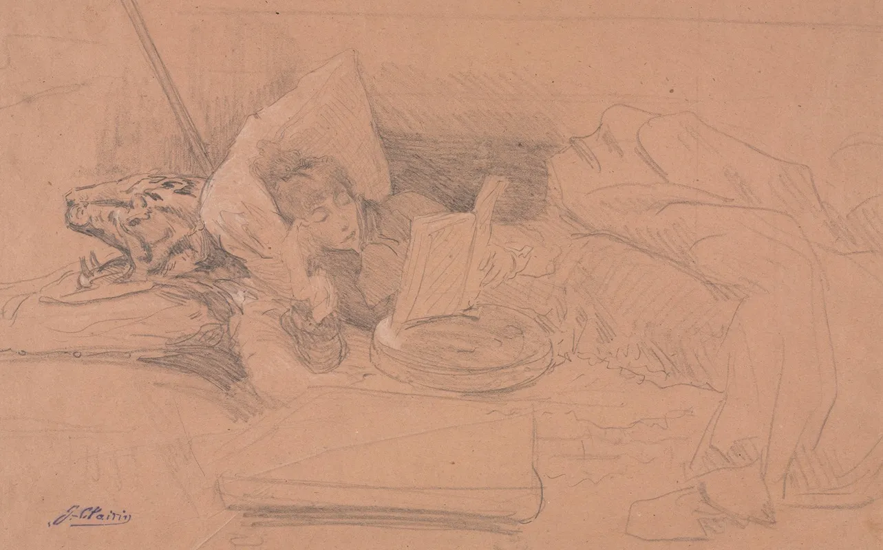 Sarah Bernhardt Reclining On A Divan Reading