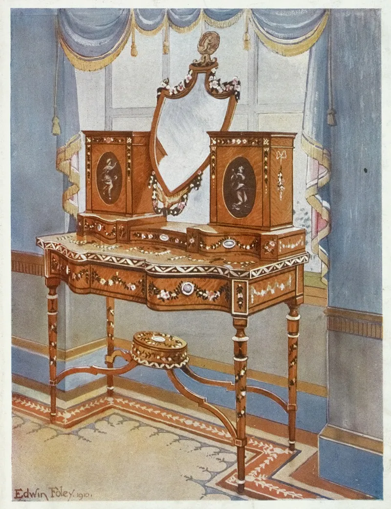 Satinwood Dressing Table With Medallions by Edwin Foley - Canvas Print