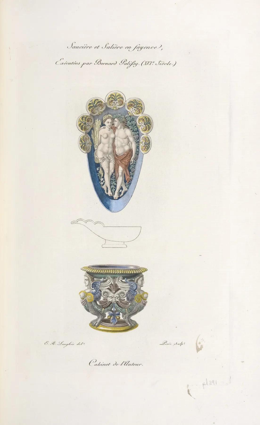 Sauciere Et Saliere En Fayence Executees Par Bernard Palissy Xvie Siecle by Nicolas Xavier Willemin - Canvas Print