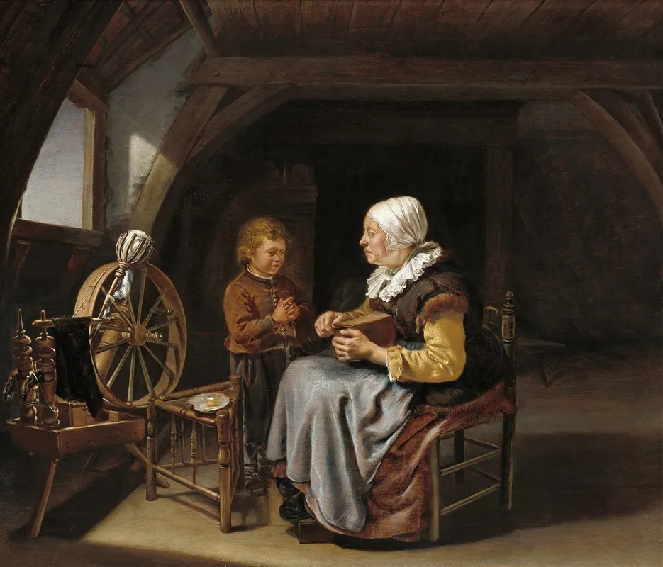 Saying Grace by Frans van Mieris the Elder - Canvas Print