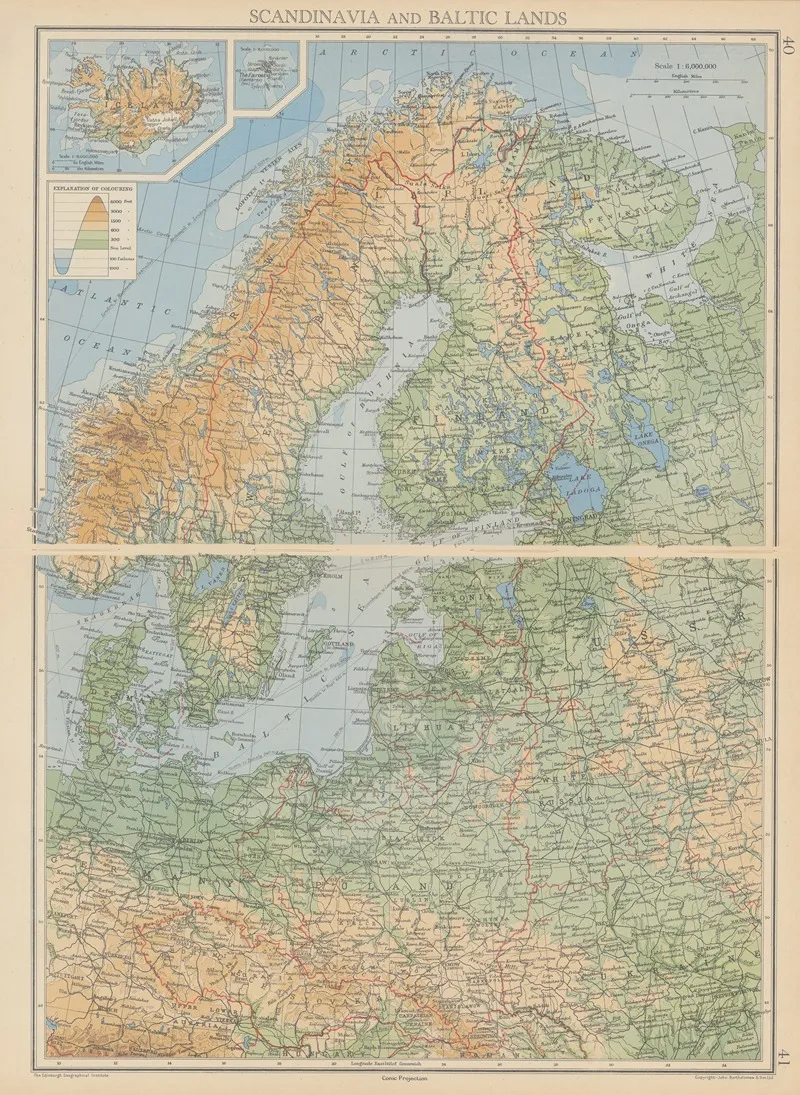 Scandinavia And Baltic Lands by John George Bartholomew - Canvas Print