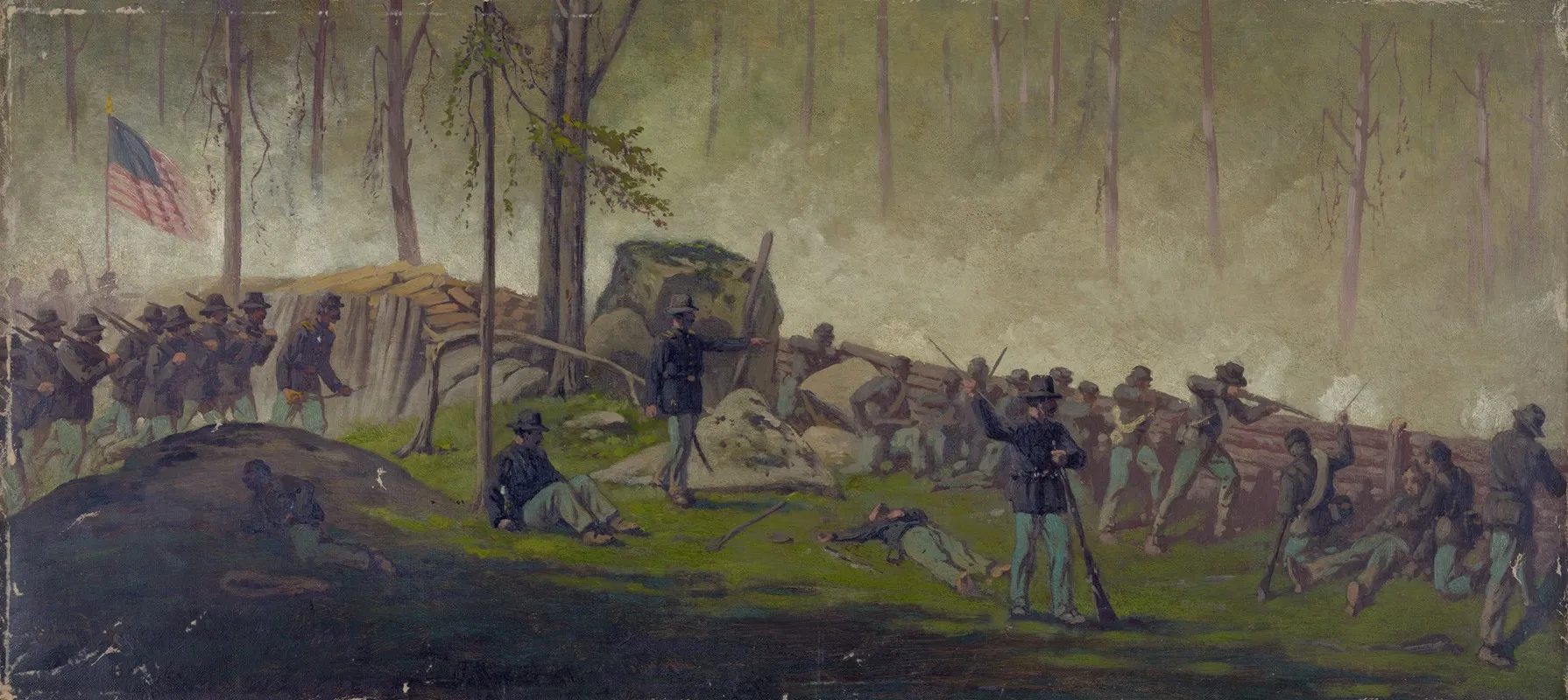 Scene Behind The Breastworks On Culps Hill Morning Of July 3rd 1862