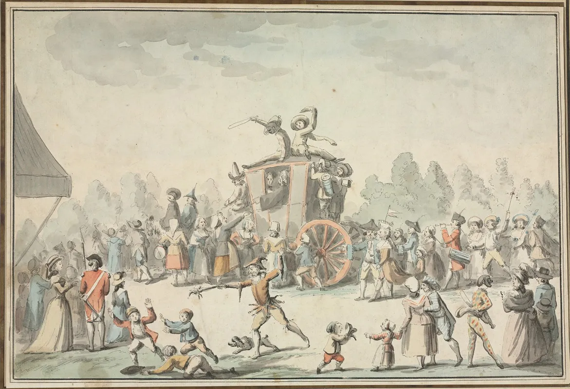 Scene De Carnaval by Philibert-Louis Debucourt - Canvas Print