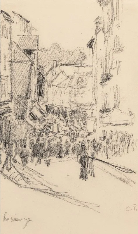 Scene De Rue Lisieux by Camille Pissarro - Canvas Print