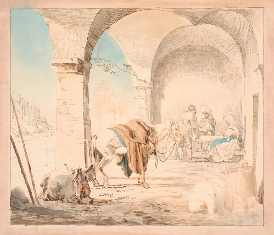 Scene Fra Et Osteri by Johan Thomas Lundbye - Canvas Print