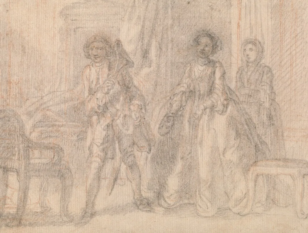 Scene From A Play Possibly Benjamin Hoadleys The Suspicious Husband by Francis Hayman - Canvas Print