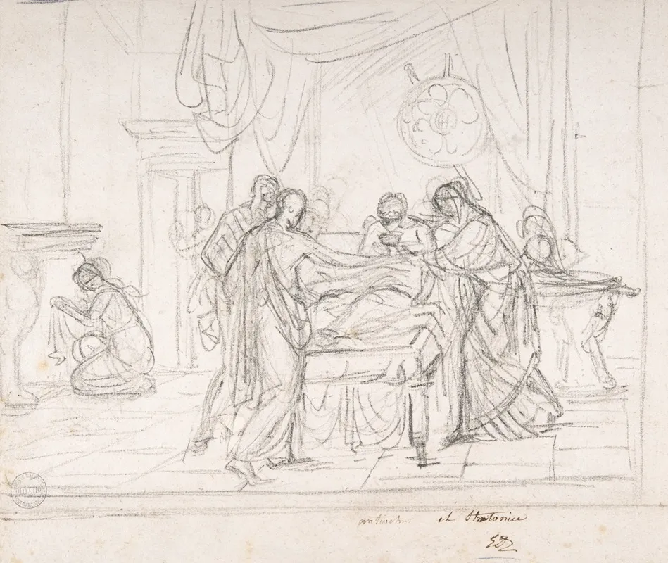 Scene From Ancient History Cup Offered To An Invalid