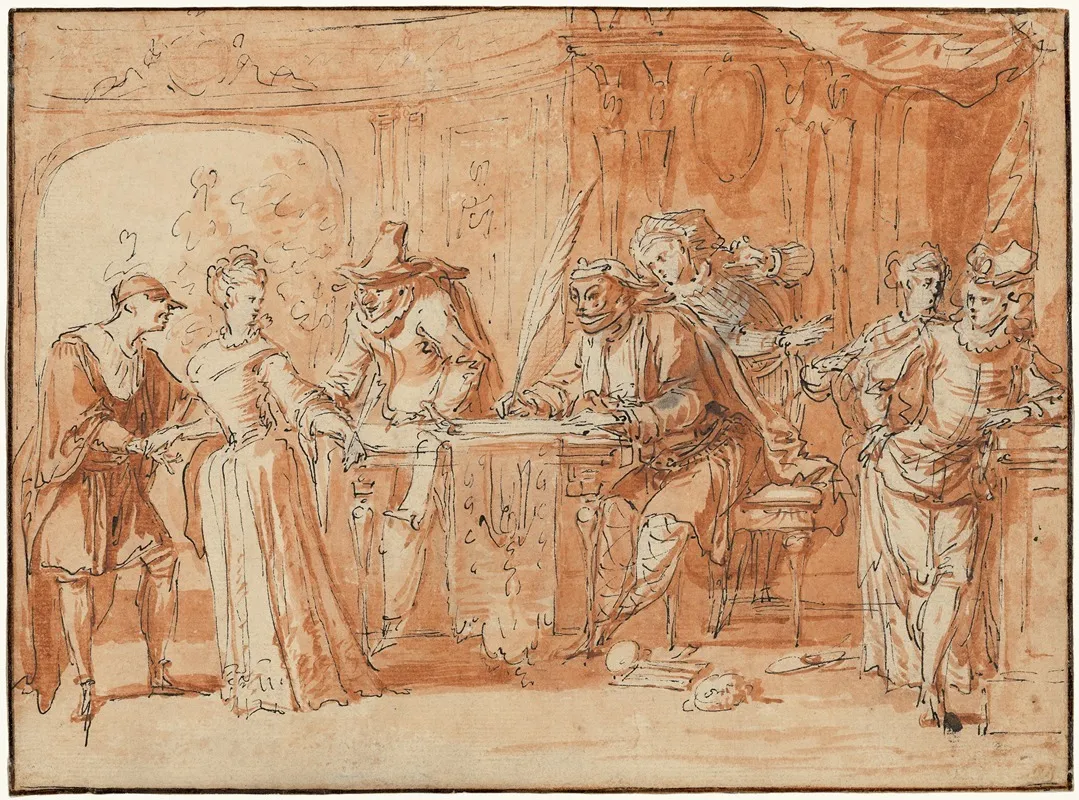 Scene From The Italian Comedy by Claude Gillot - Canvas Print