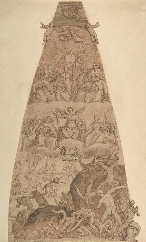 Scene From The Last Judgment Study For The Fresco Decoration Of One Of The Segments Of The Cupola Of The Cathedral Of Santa Maria Del Fiore In Florence by Federico Zuccaro - Canvas Print