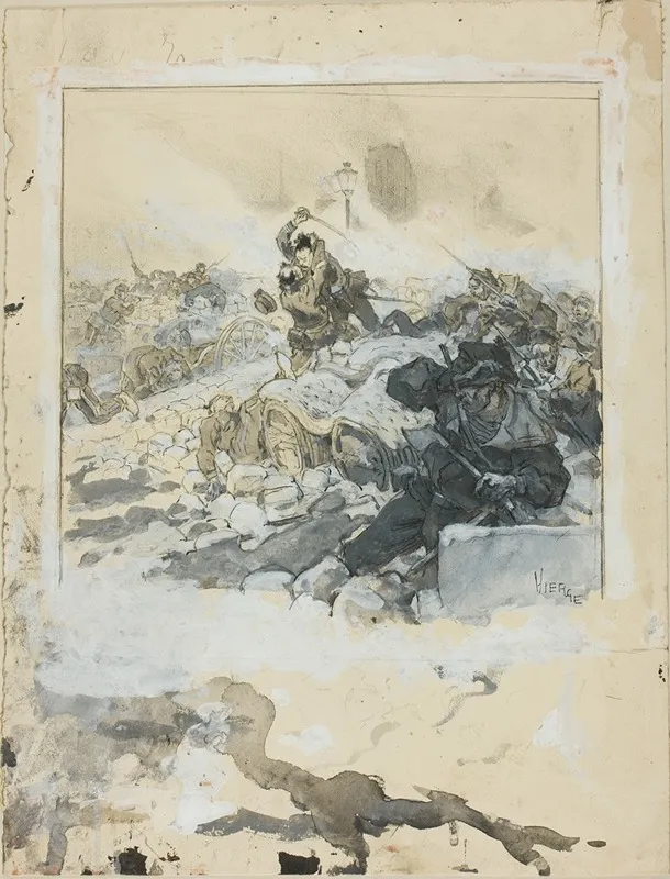 Scene From The Suppression Of The Paris Commune In May 1871 by Daniel Urrabieta Vierge - Canvas Print