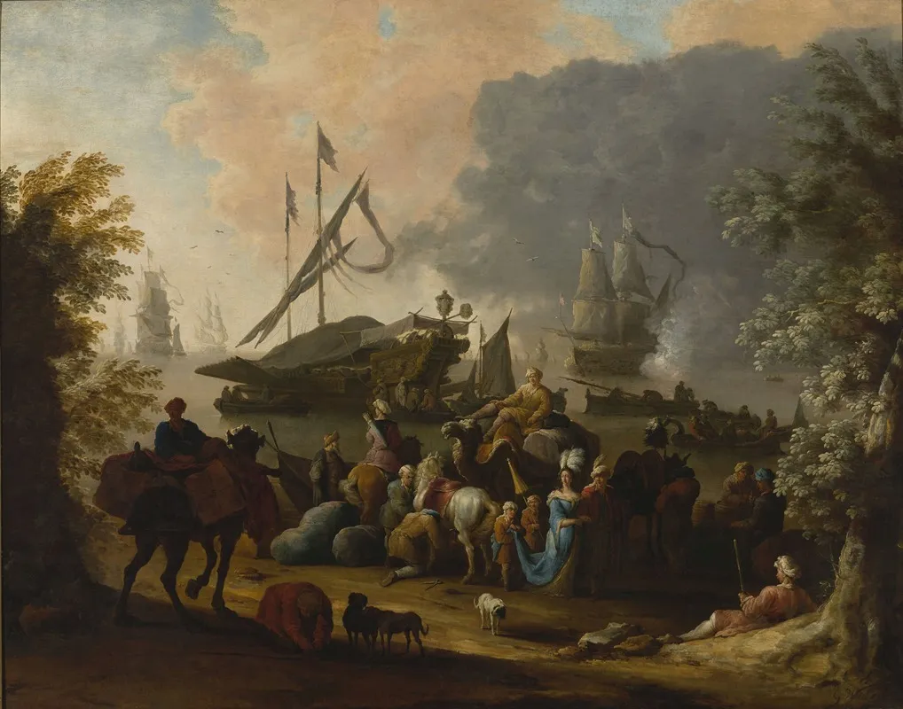 Scene In An Eastern Port by Hendrik van Minderhout - Canvas Print