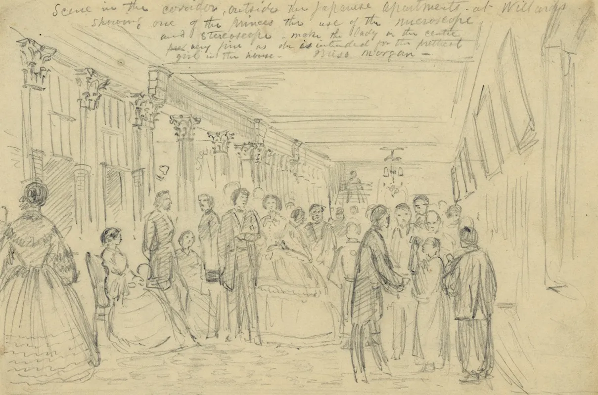 Scene In The Corridor Outside The Japanese Apartments At Willards Showing One Of The Princes The Use Of The Microscope And Stereoscope