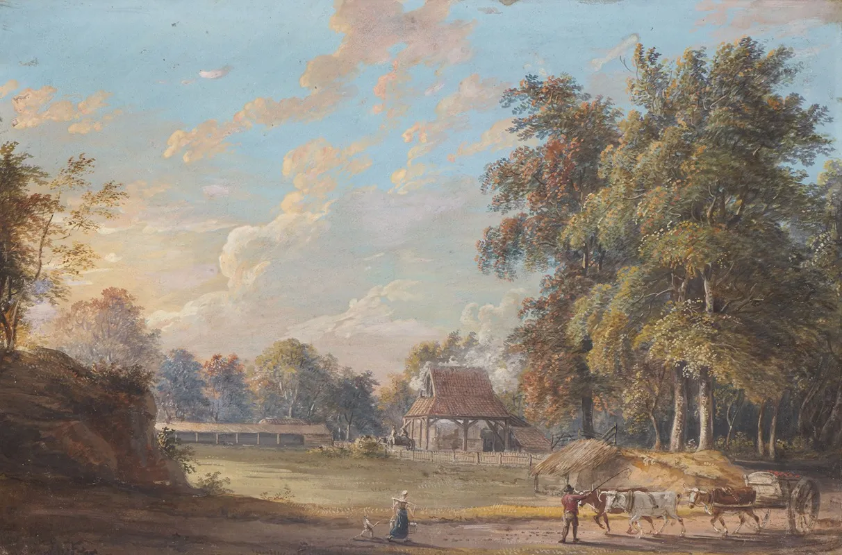 Scene In Worcestershire by Paul Sandby - Canvas Print