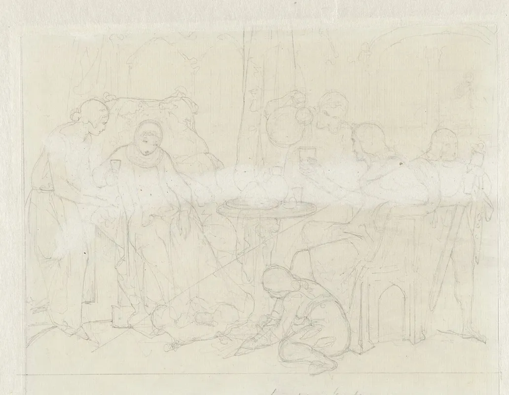 Scene Met Drinkende Edelen by Alexander Hugo Bakker Korff - Canvas Print