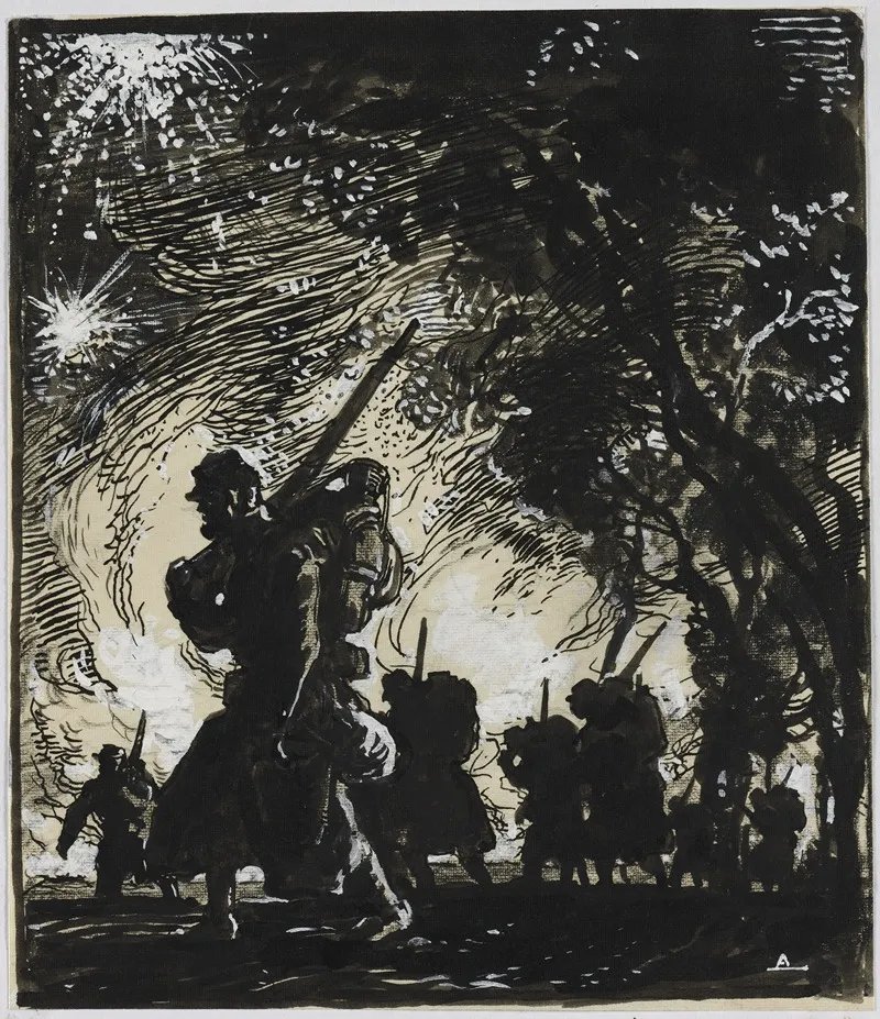 Scene Nocturne Patrouille A La Lisiere Dun Bois