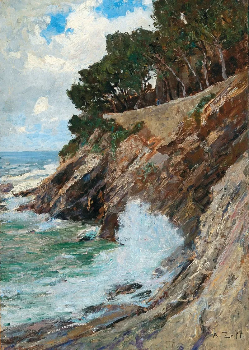 Scene On The Nervi Coast by Alfred Zoff - Canvas Print