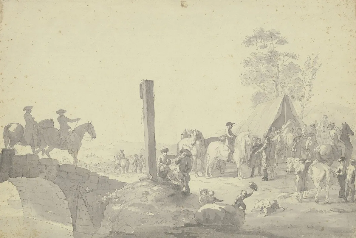 Scene With Soldiers In Camp by Johann Georg Pforr - Canvas Print