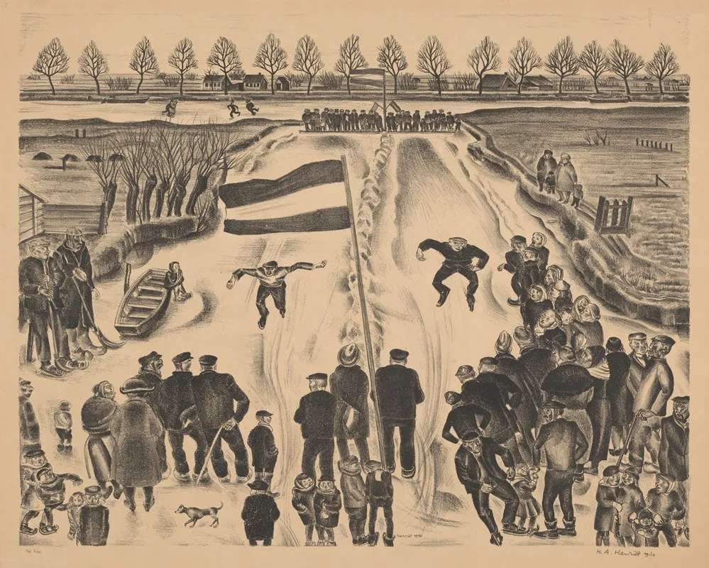 Schaatswedstrijd by Henk Henriët - Canvas Print