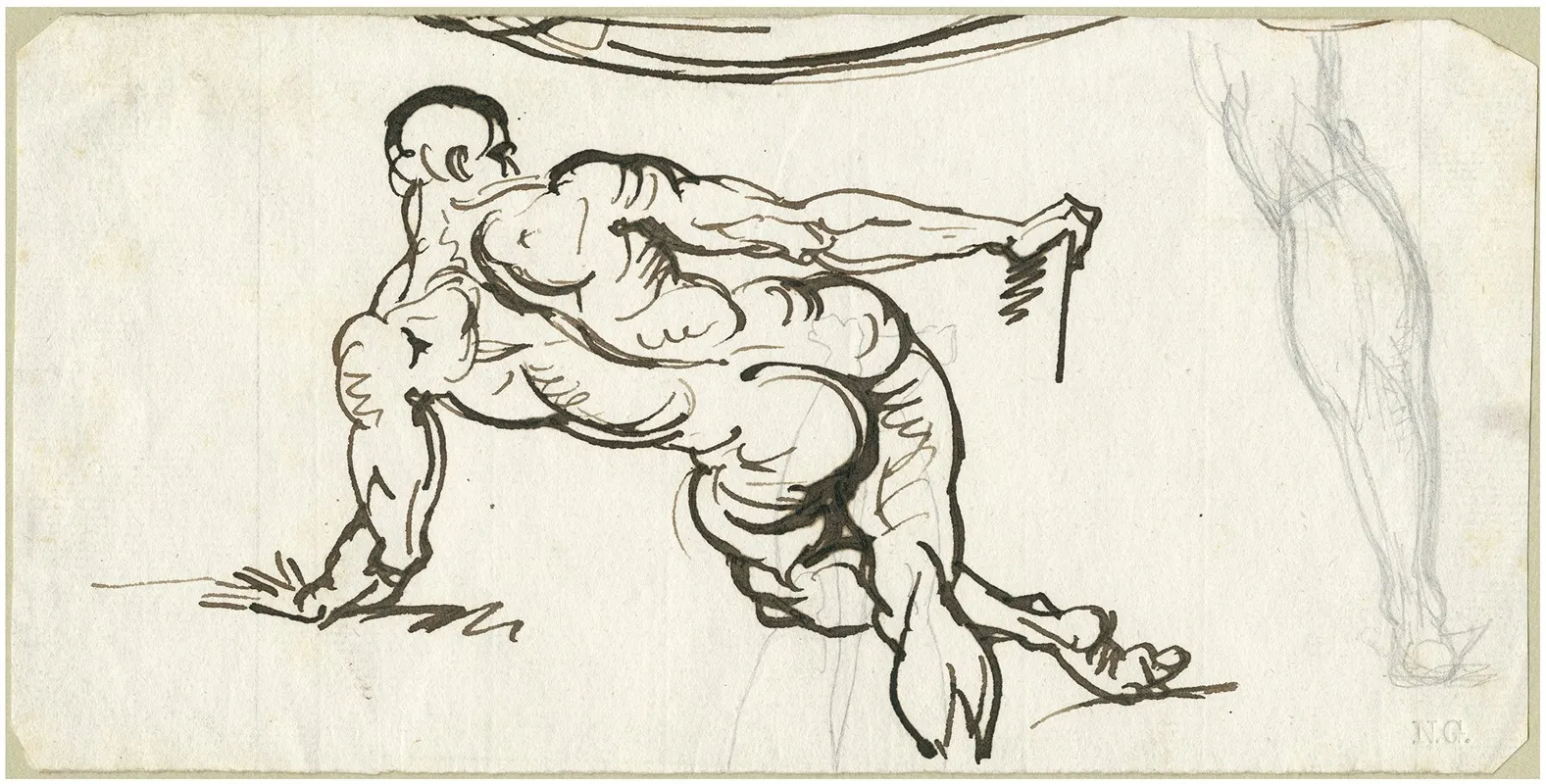 Scheefstaande Rugfiguur Steunend Op De L Arm Kuit by David Humbert de Superville - Canvas Print