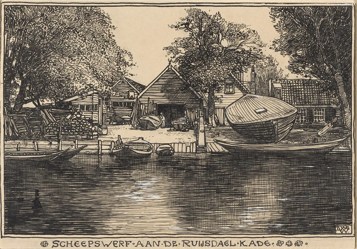 Scheepswerf Aan De Ruysdael Kade Te Amsterdam by Willem Wenckebach - Canvas Print