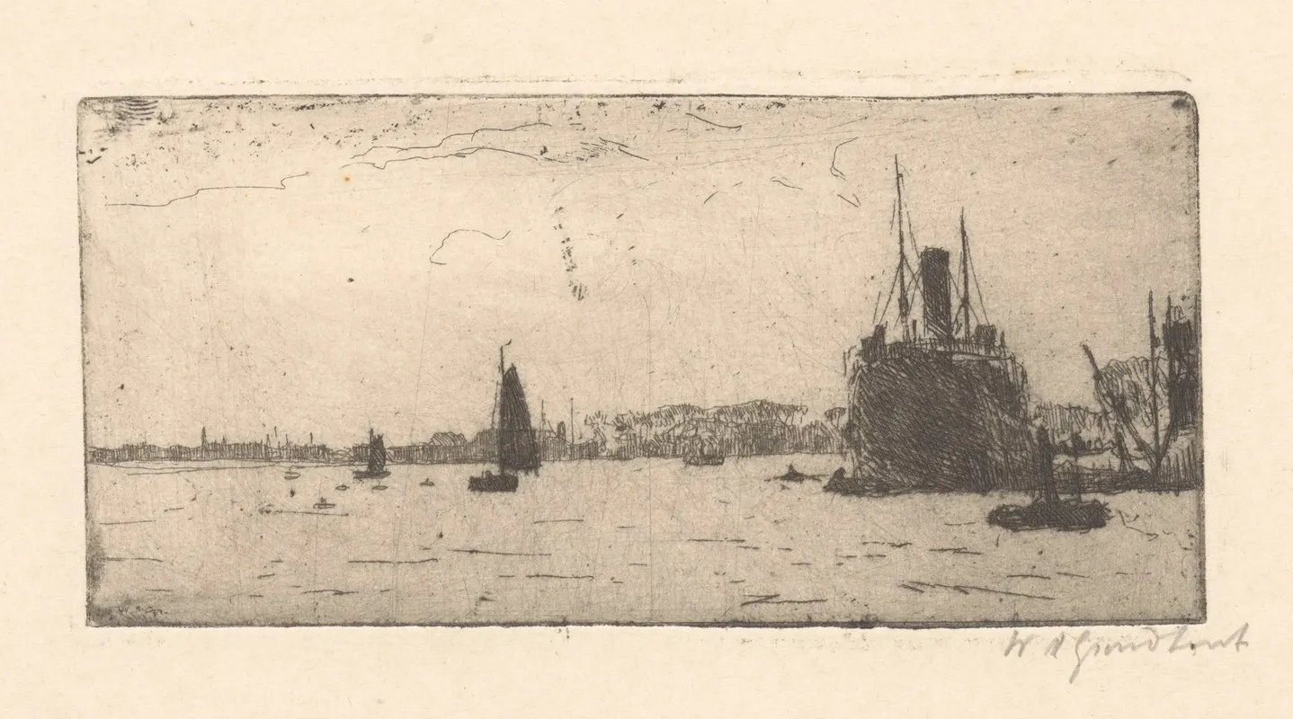 Schepen Op De Maas In Rotterdam