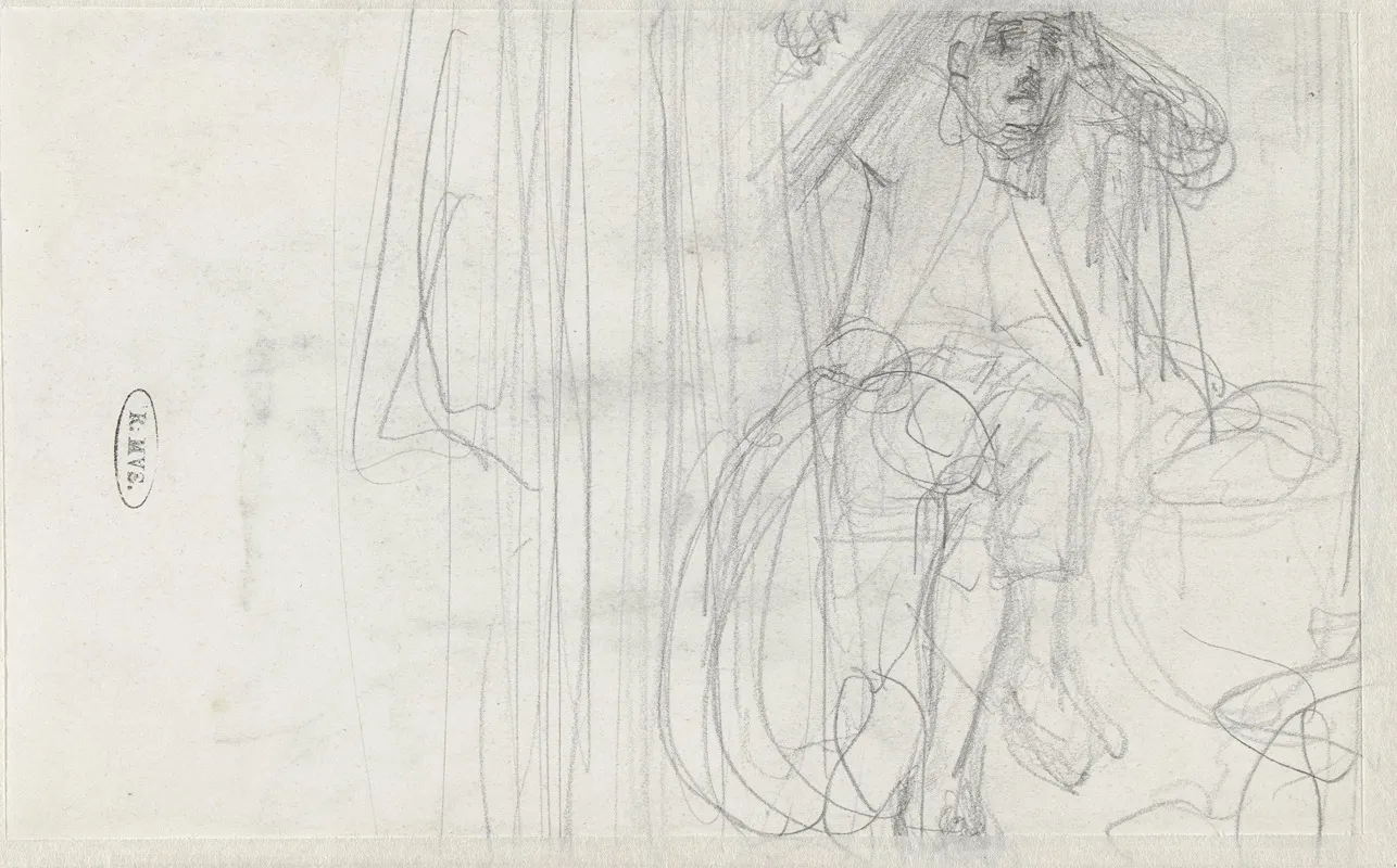 Schets Van Een Zittende Man by August Allebé - Canvas Print