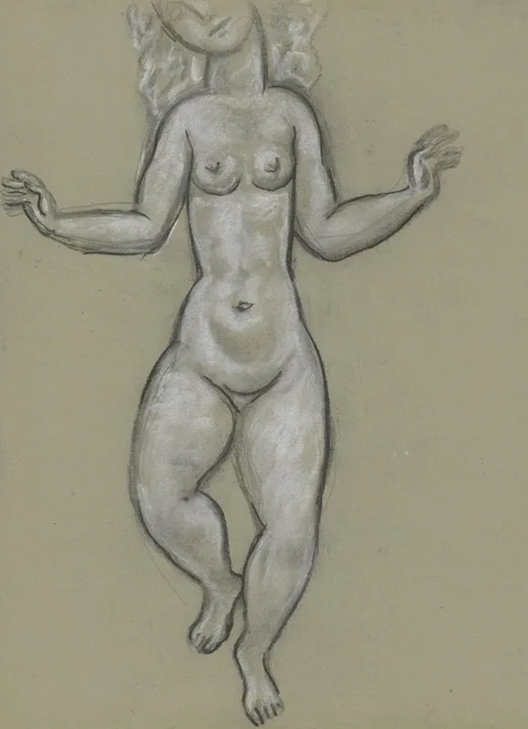 Schetsblad Met Dansende Naakte Vrouw