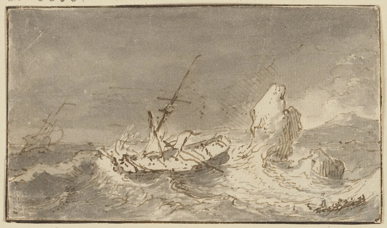 Schiffbruch An Einem Felsen by Ludolf Backhuysen - Canvas Print