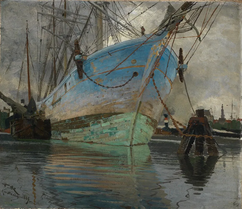 Schiffe Im Amsterdamer Hafen by Friedrich Kallmorgen - Canvas Print