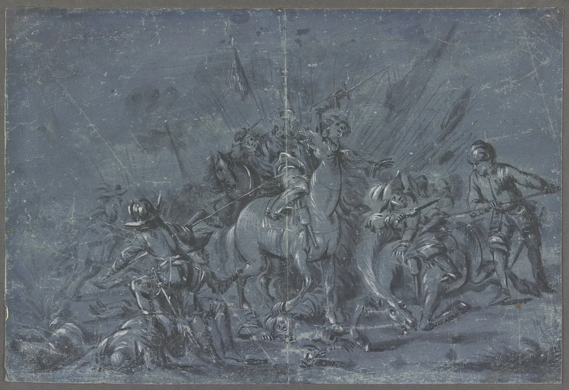 Schlachtenszene Kampf Zwischen Reitern Und Fusvolk by Jacob Weyer - Canvas Print