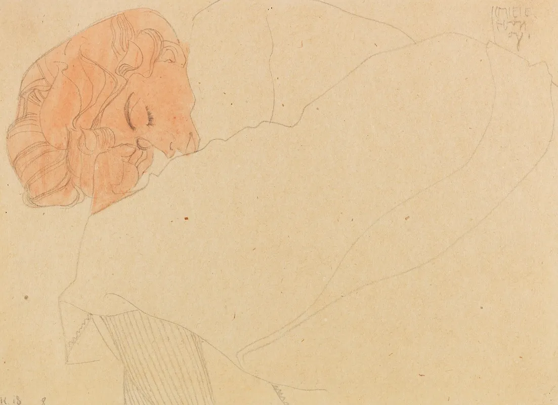 Schlafendes Madchen Melanie Schiele by Egon Schiele - Canvas Print