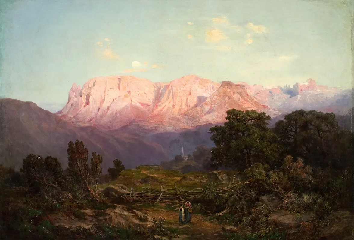 Schlern Mit Rosengarten Von Rampeun Aus Gesehen by Gottfried Seelos - Canvas Print