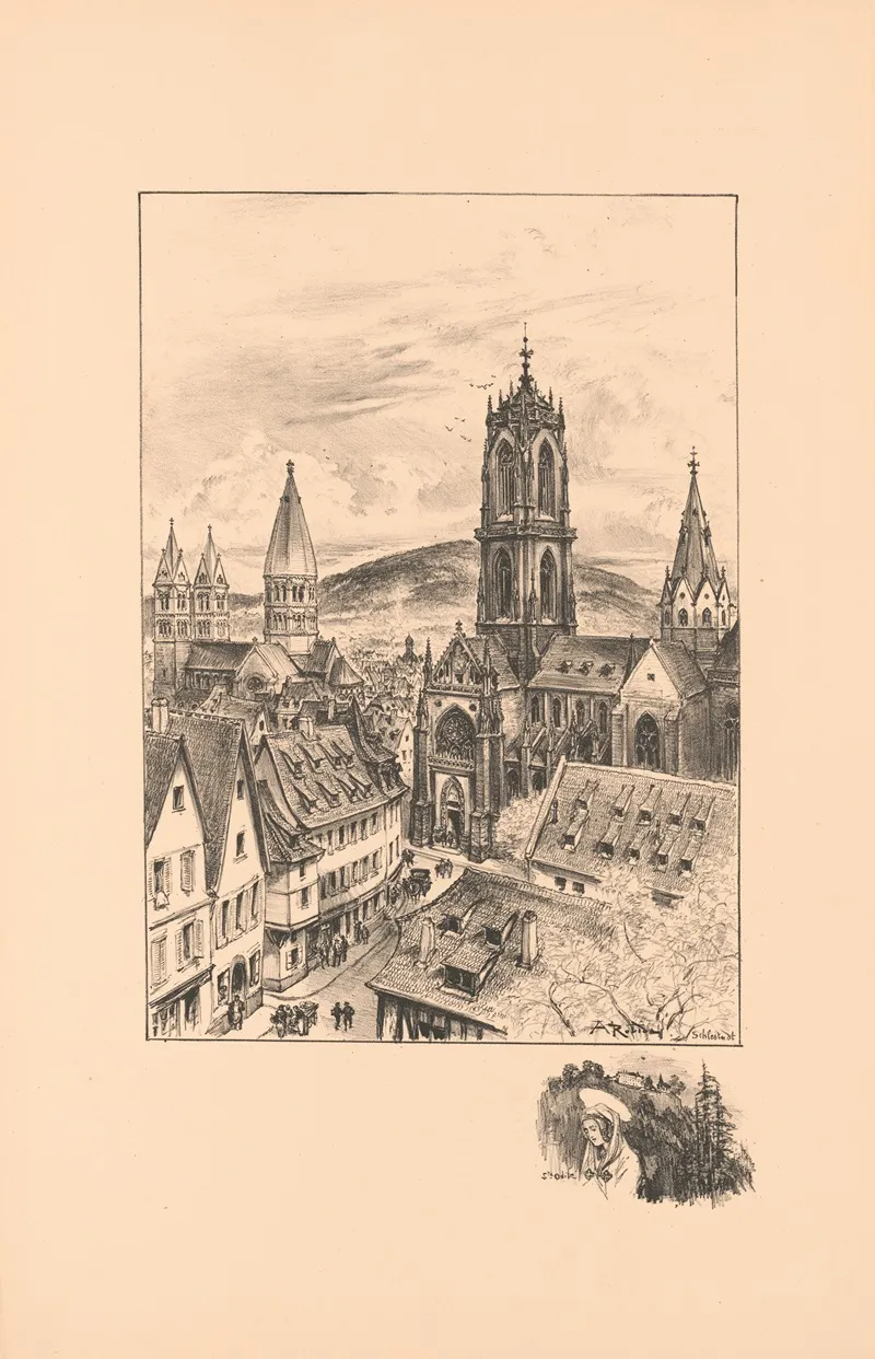 Schlestadt by Albert Robida - Canvas Print