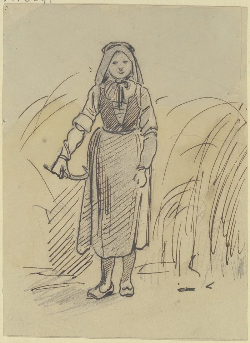 Schnitterin Im Korn Stehend by Jakob Fürchtegott Dielmann - Canvas Print