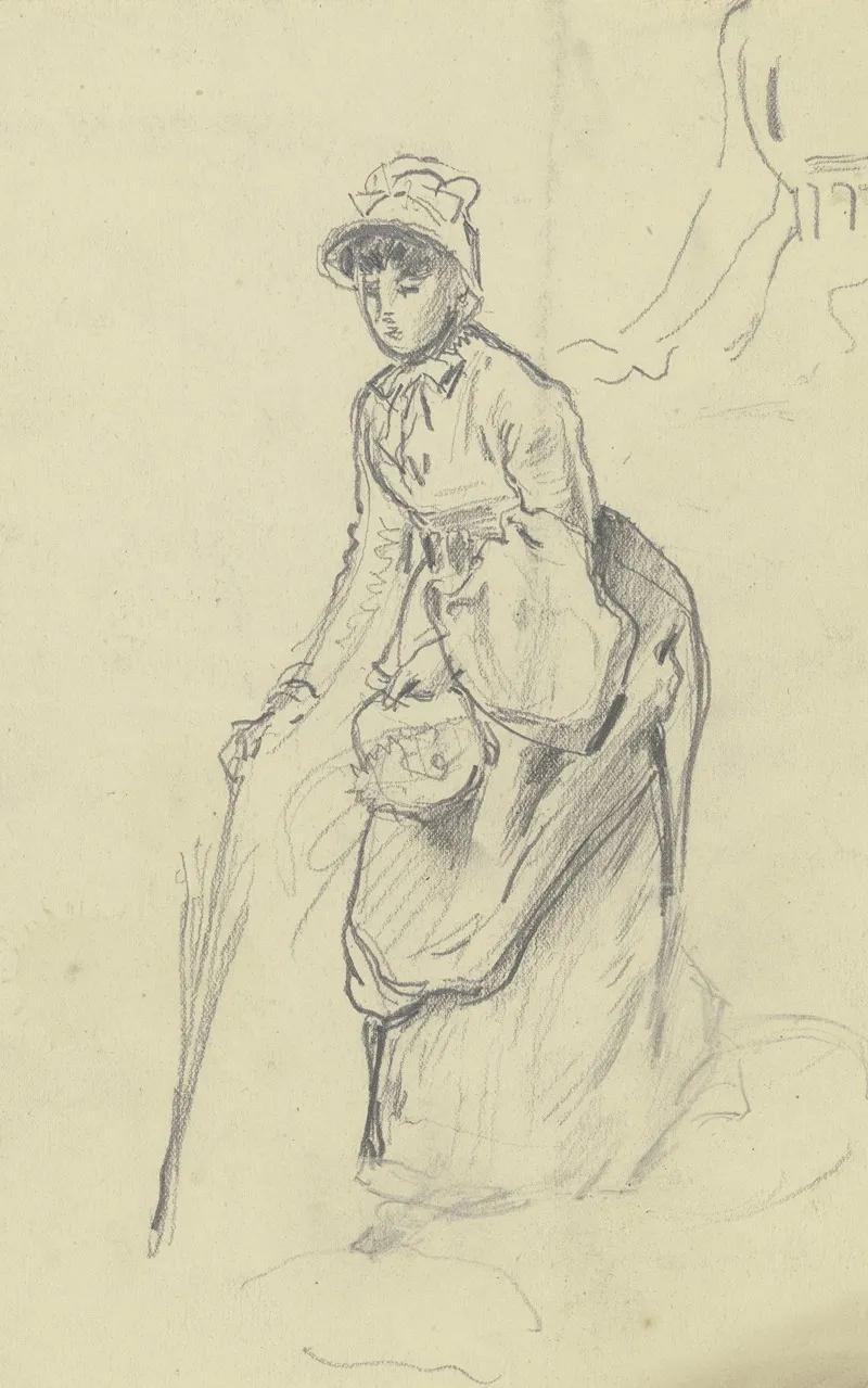 Schreitende Dame Mit Schirm by Otto Scholderer - Canvas Print