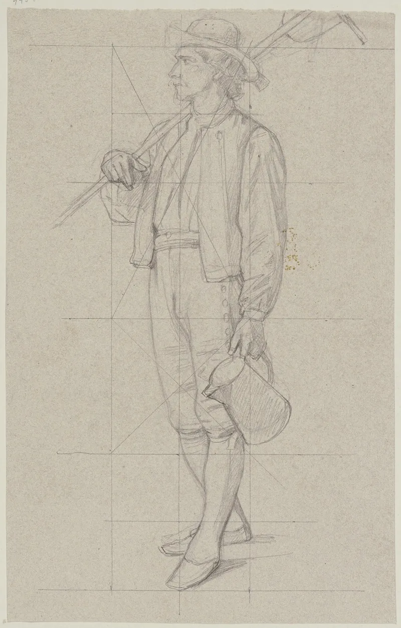 Schreitender Bauer Mit Geschultertem Rechen Und Einer Kanne In Der Linken by Jakob Becker - Canvas Print