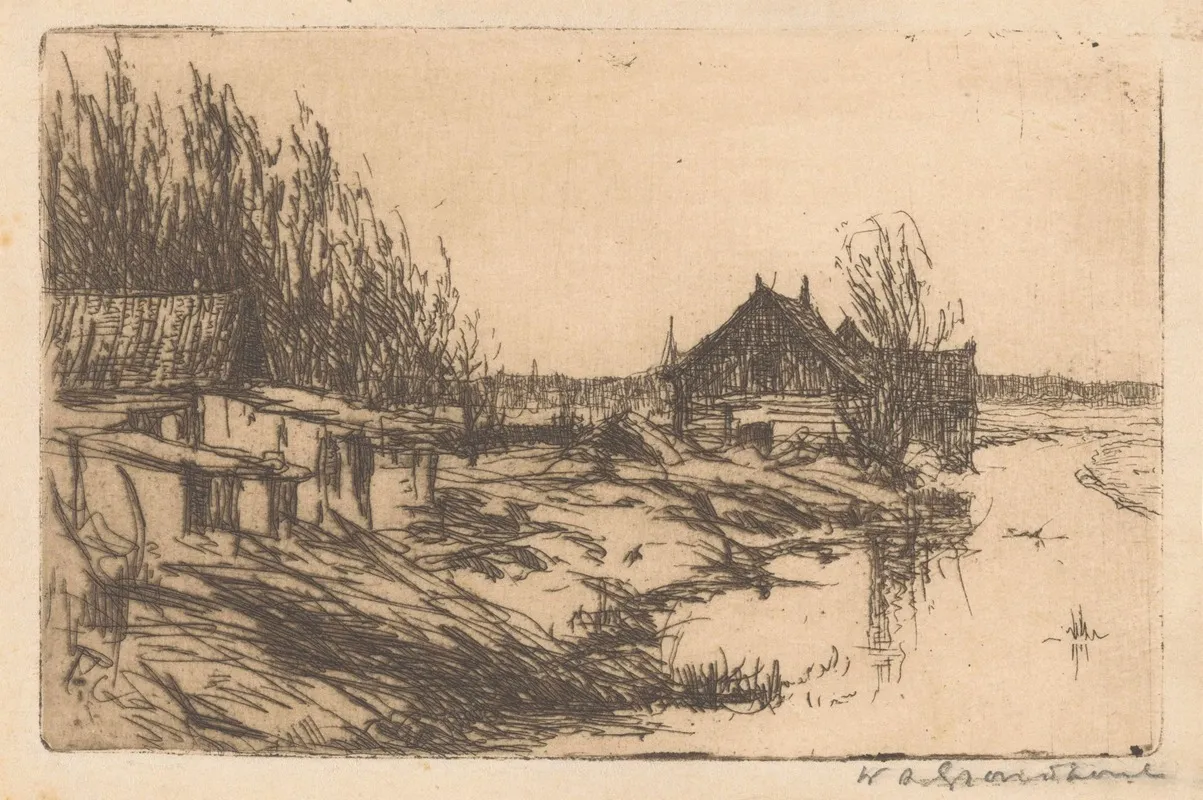 Schuur Aan Een Sloot In Voorburg by Willem Adrianus Grondhout - Canvas Print