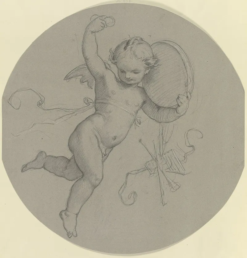 Schwebender Putto Mit Tamburin