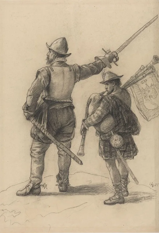Scottish Warrior And Bagpiper
