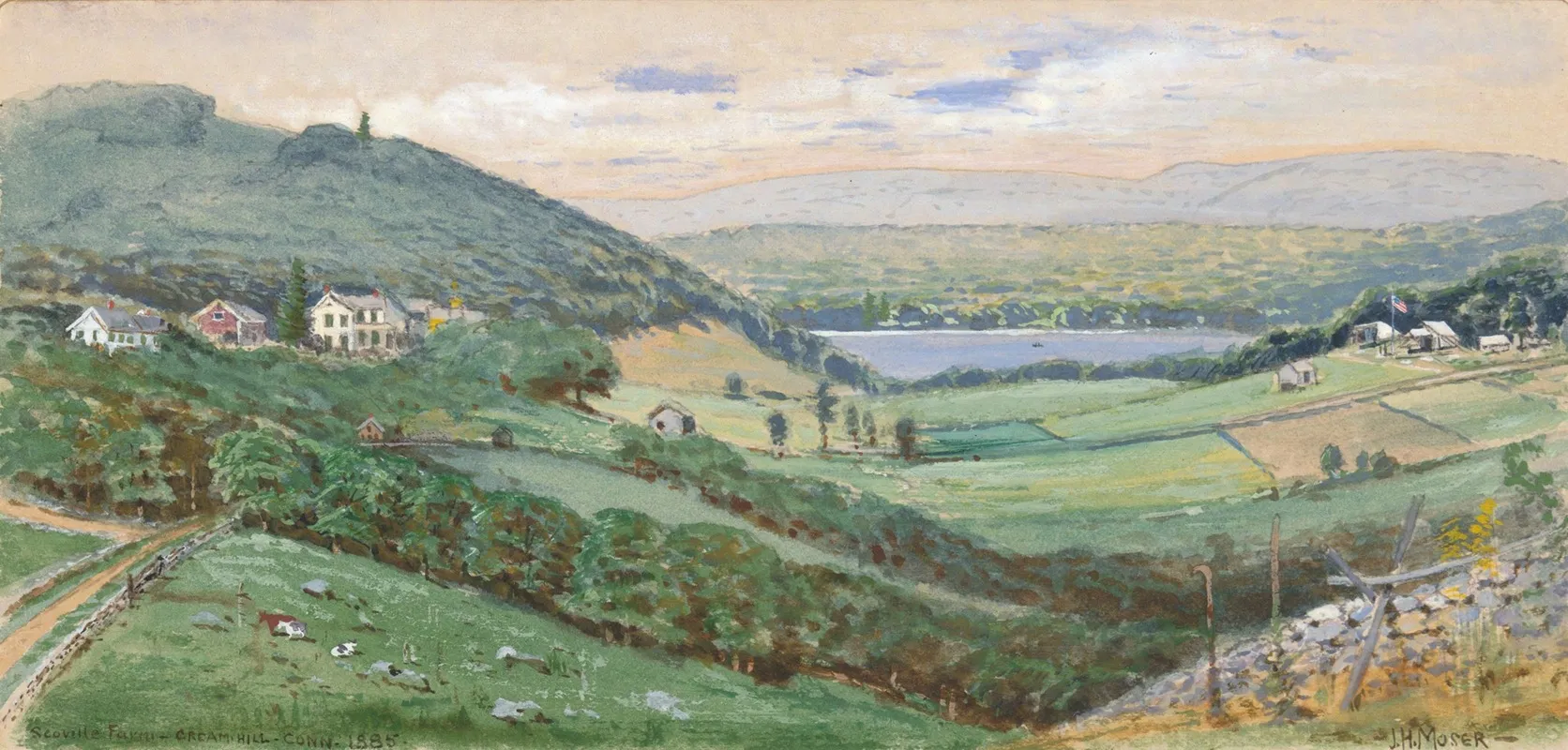 Scoville Farm Cream Hill Connecticut by James Henry Moser - Canvas Print
