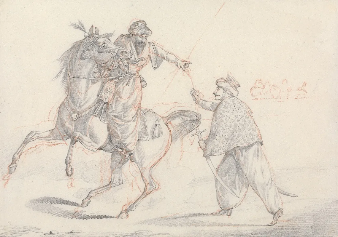 Scraps No 32 Two Mamelukes Talking One Mounted