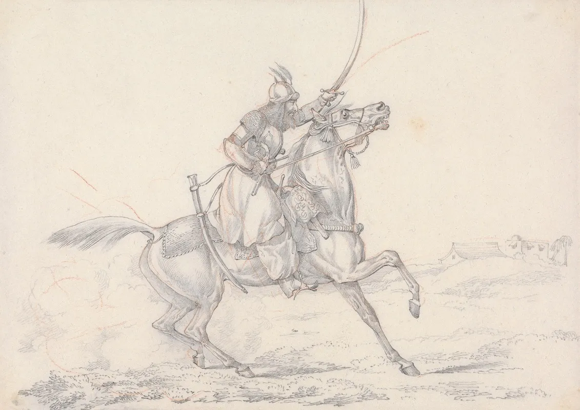 Scraps No 33 Mounted Mameluke Brandishing A Sword